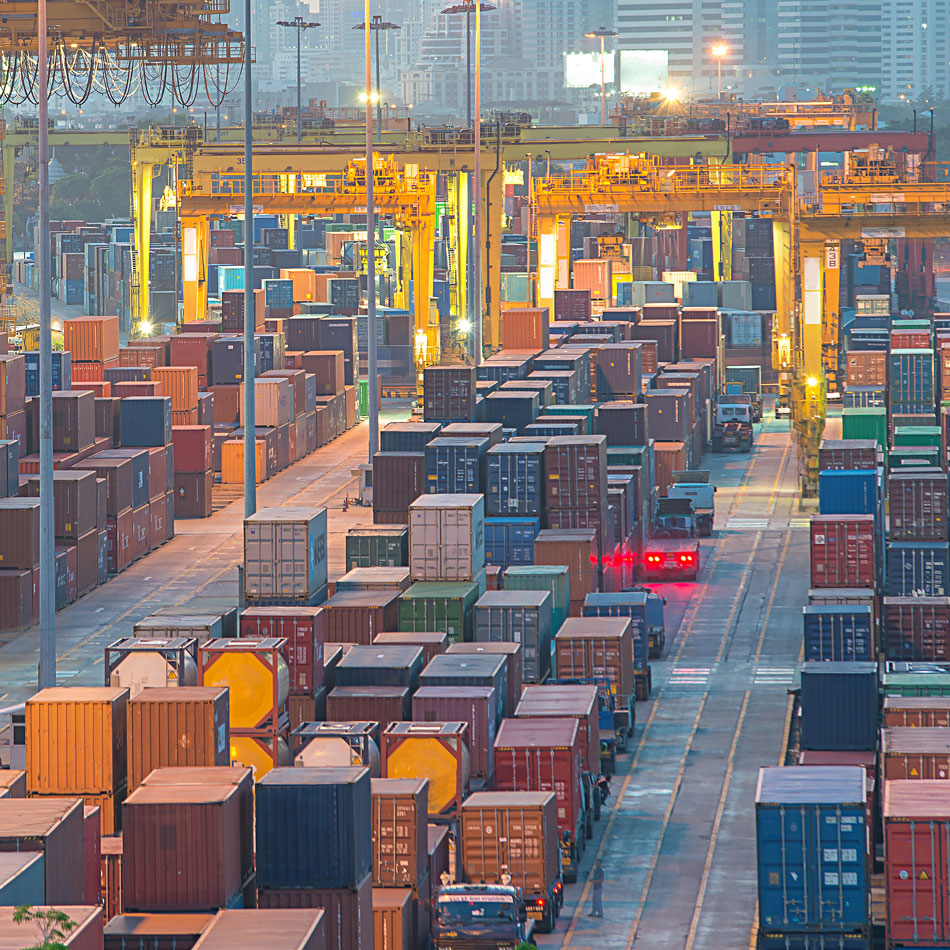 Shipping containers at port