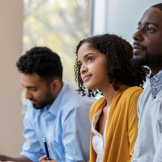 Group of business people concentrate during training class 